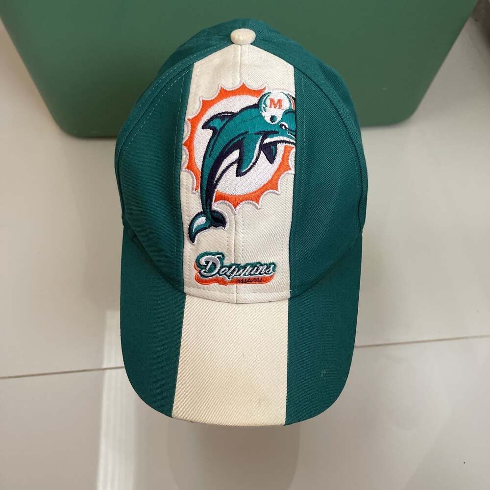 Vintage Miami Dolphins NFL Football Fan Baseball Cap Green & White Dolphin Logo - Picture 1 of 5